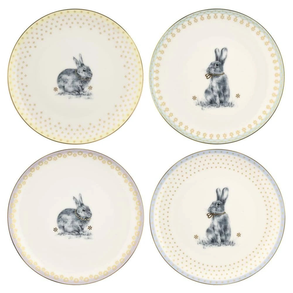 Meadow Lane White Porcelain Dessert Plates (Set of 4) by SPODE 3 Meadow Lane White Porcelain Dessert Plates (Set of 4) by SPODE