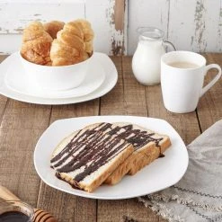 Square 32 Piece Dinnerware Set, White Bone China Set by STONE LAIN -Dinnerware Shop white stone lain dinnerware sets blb0236 b020002 4f 1000