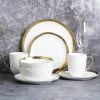 16-Piece Dishes for 4-Gold and White Florian Modern Porcelain Dish Set by STONE LAIN -Dinnerware Shop white stone lain dinnerware sets blb0454 b010002 64 1000