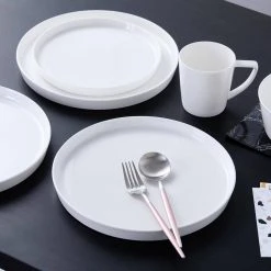 Madeline Collection 32-Piece White Bone China Round Dinnerware Set (Service for 8) by STONE LAIN -Dinnerware Shop white stone lain dinnerware sets blb0856 b020002 76 1000