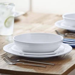 Taryn Melamine Salad Plates in Ribbed Solid White (Set of 6) by StyleWell -Dinnerware Shop white stylewell salad plates dessert plates ff5879wht 1d 1000