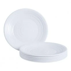 Taryn Melamine Salad Plates in Ribbed Solid White (Set of 6) by StyleWell