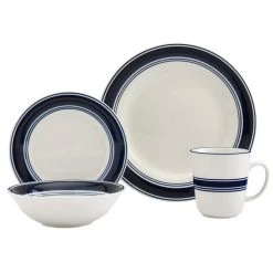 Isiah 16-Piece Blue Stripe Dinnerware Set (Service for 4) by Tabletops Gallery