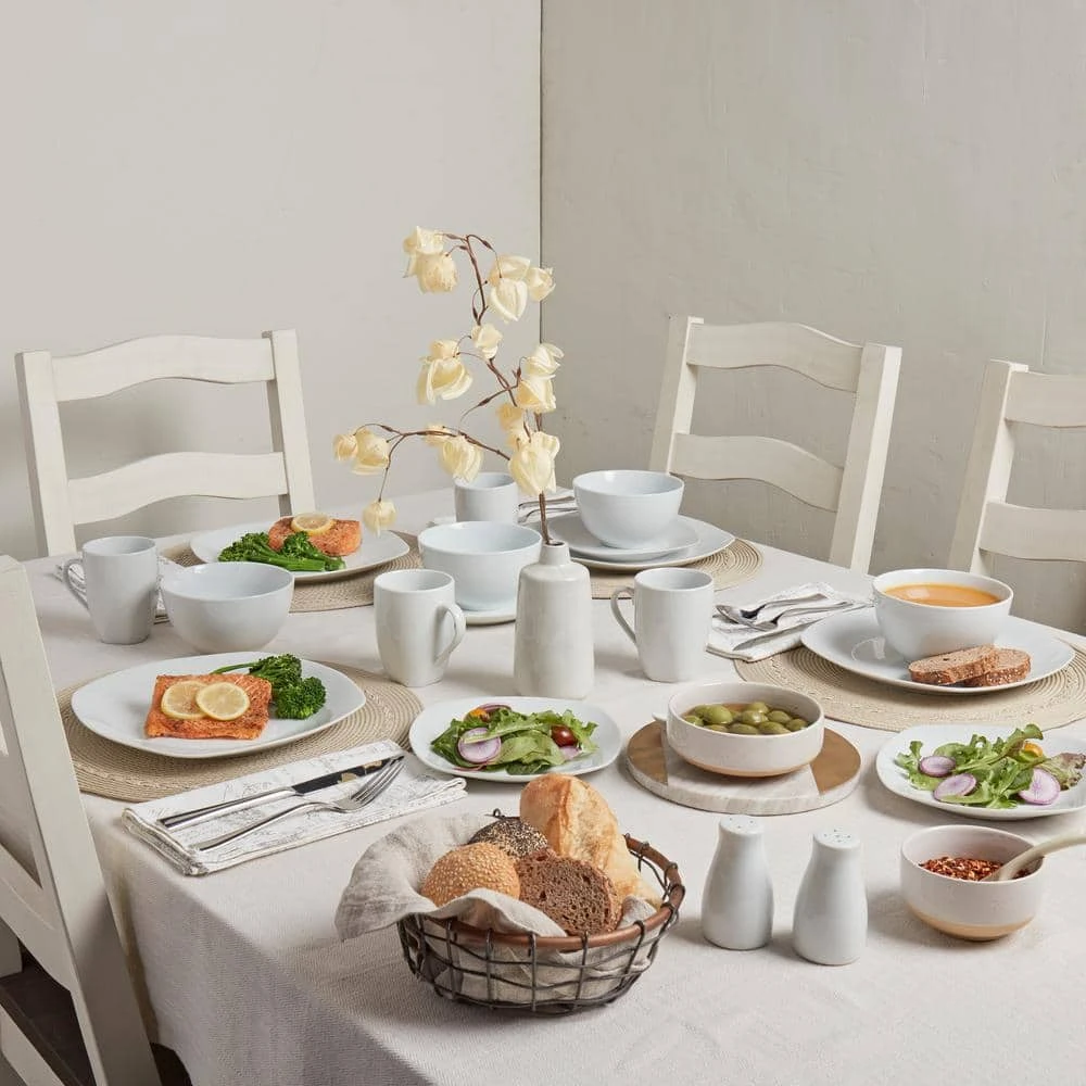 16-Piece Casual White Ceramic Dinnerware Set (Service for 4) by Tabletops Gallery 4 16-Piece Casual White Ceramic Dinnerware Set (Service for 4) by Tabletops Gallery - Image 2