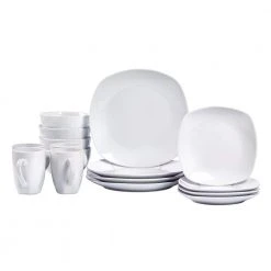16-Piece Casual White Ceramic Dinnerware Set (Service for 4) by Tabletops Gallery