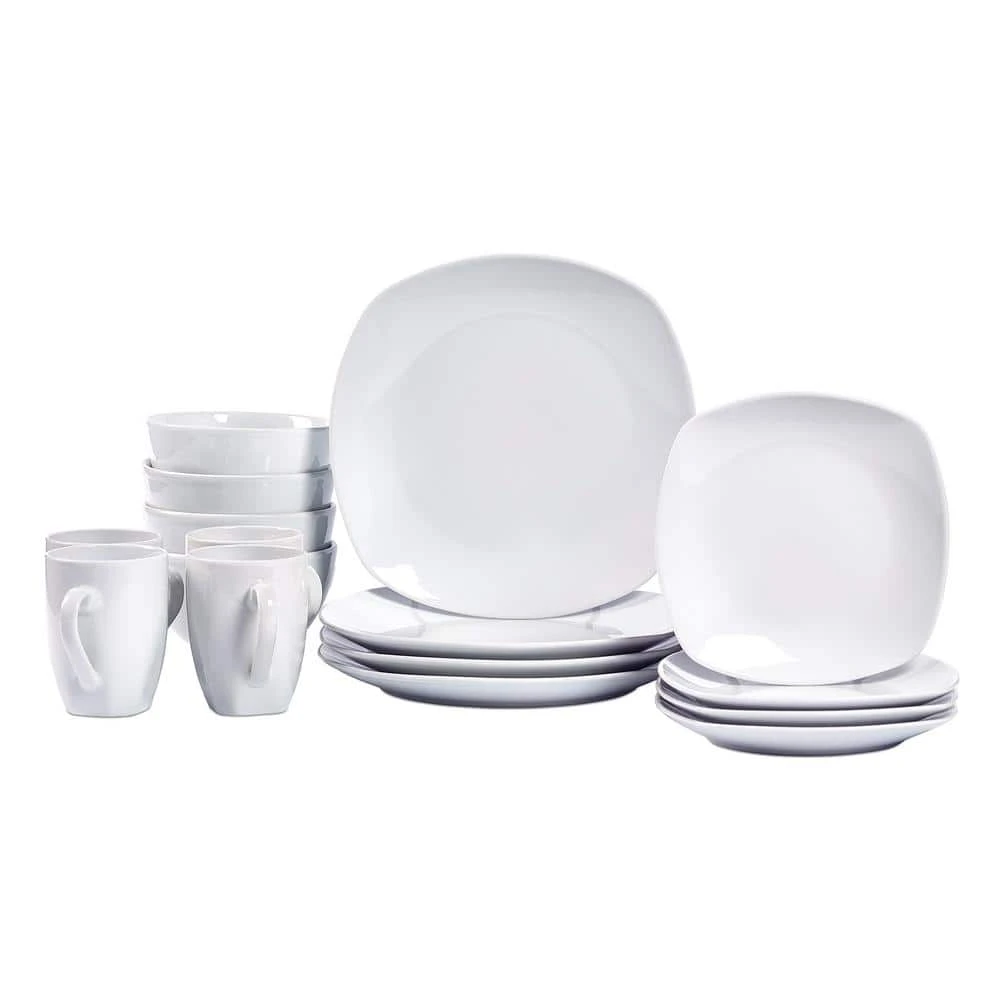 16-Piece Casual White Ceramic Dinnerware Set (Service for 4) by Tabletops Gallery 3 16-Piece Casual White Ceramic Dinnerware Set (Service for 4) by Tabletops Gallery