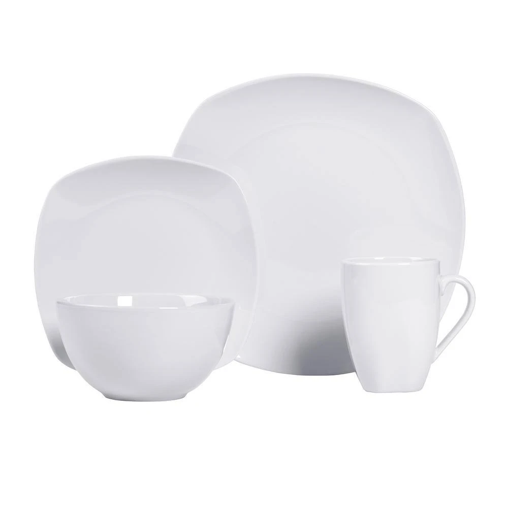 16-Piece Casual White Ceramic Dinnerware Set (Service for 4) by Tabletops Gallery 6 16-Piece Casual White Ceramic Dinnerware Set (Service for 4) by Tabletops Gallery - Image 4