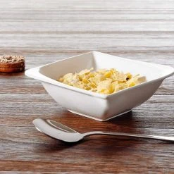 Series Cloris 6-Piece Cereal Bowls 5.5 in. Ivory White Porcelain Ceramic Square Breakfast (Service Set for 6) by vancasso 13 Series Cloris 6-Piece Cereal Bowls 5.5 in. Ivory White Porcelain Ceramic Square Breakfast (Service Set for 6) by vancasso -Dinnerware Shop white vancasso bowls cloris lw c05 1f 1000