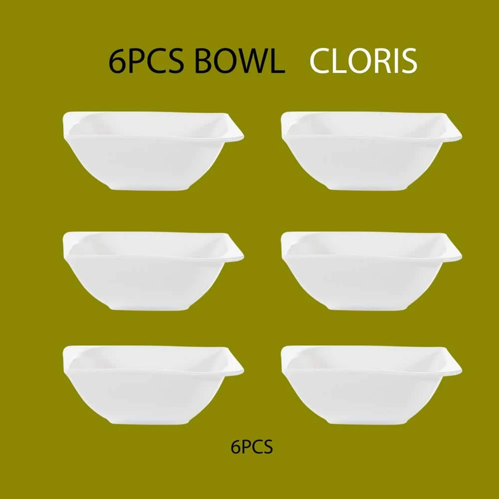 Series Cloris 6-Piece Cereal Bowls 5.5 in. Ivory White Porcelain Ceramic Square Breakfast (Service Set for 6) by vancasso 10 Series Cloris 6-Piece Cereal Bowls 5.5 in. Ivory White Porcelain Ceramic Square Breakfast (Service Set for 6) by vancasso - Image 8