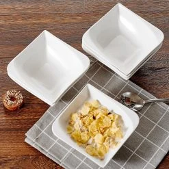 Series Cloris 6-Piece Cereal Bowls 5.5 in. Ivory White Porcelain Ceramic Square Breakfast (Service Set for 6) by vancasso 14 Series Cloris 6-Piece Cereal Bowls 5.5 in. Ivory White Porcelain Ceramic Square Breakfast (Service Set for 6) by vancasso -Dinnerware Shop white vancasso bowls cloris lw c05 44 1000