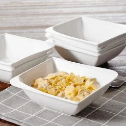 Series Cloris 6-Piece Cereal Bowls 5.5 in. Ivory White Porcelain Ceramic Square Breakfast (Service Set for 6) by vancasso 15 Series Cloris 6-Piece Cereal Bowls 5.5 in. Ivory White Porcelain Ceramic Square Breakfast (Service Set for 6) by vancasso -Dinnerware Shop white vancasso bowls cloris lw c05 fa 1000