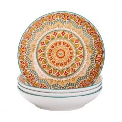 Mandala 24 fl. oz. Yellow Porcelain Soup Plate (Set of 4) by vancasso
