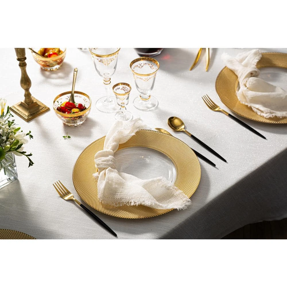 13 in. D Glass Chargers with Gold Border Set of 4 by C T Classic Touch 7 13 in. D Glass Chargers with Gold Border Set of 4 by C T Classic Touch - Image 5