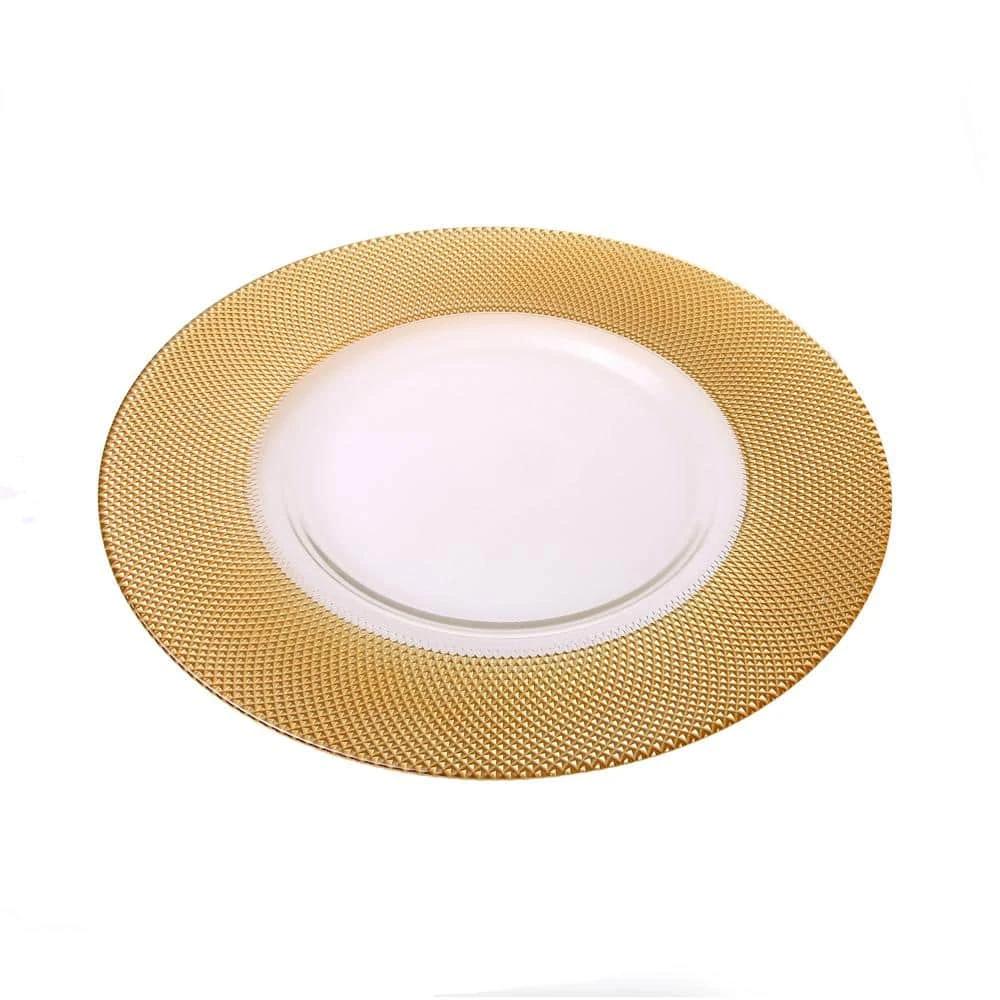 13 in. D Glass Chargers with Gold Border Set of 4 by C T Classic Touch 5 13 in. D Glass Chargers with Gold Border Set of 4 by C T Classic Touch - Image 3