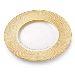 13 in. D Glass Chargers with Gold Border Set of 4 by C T Classic Touch